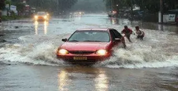 carro arrastado por enxurrada